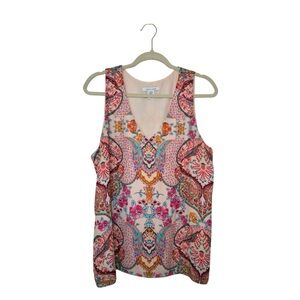 Tabitha Webb XL V Neck Paisley Boho Multicolor Sleeveless Blouse